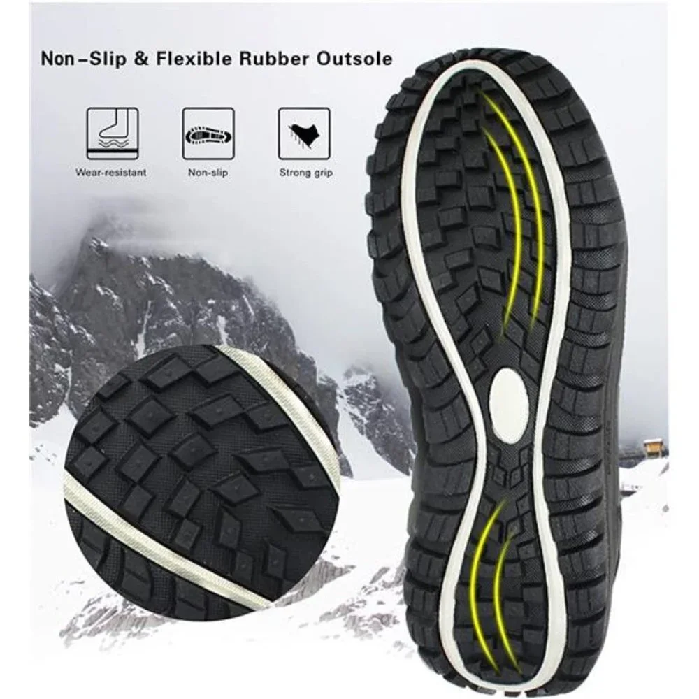 Men's Winter Snow Boots Warm Mid Calf Waterproof Durable Boots Non-Slip Shoes